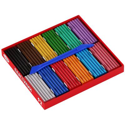 КанцРЦ Пластилин Гамма "Мультики", 12 цветов, 240г, со стеком, картон 280018/281018